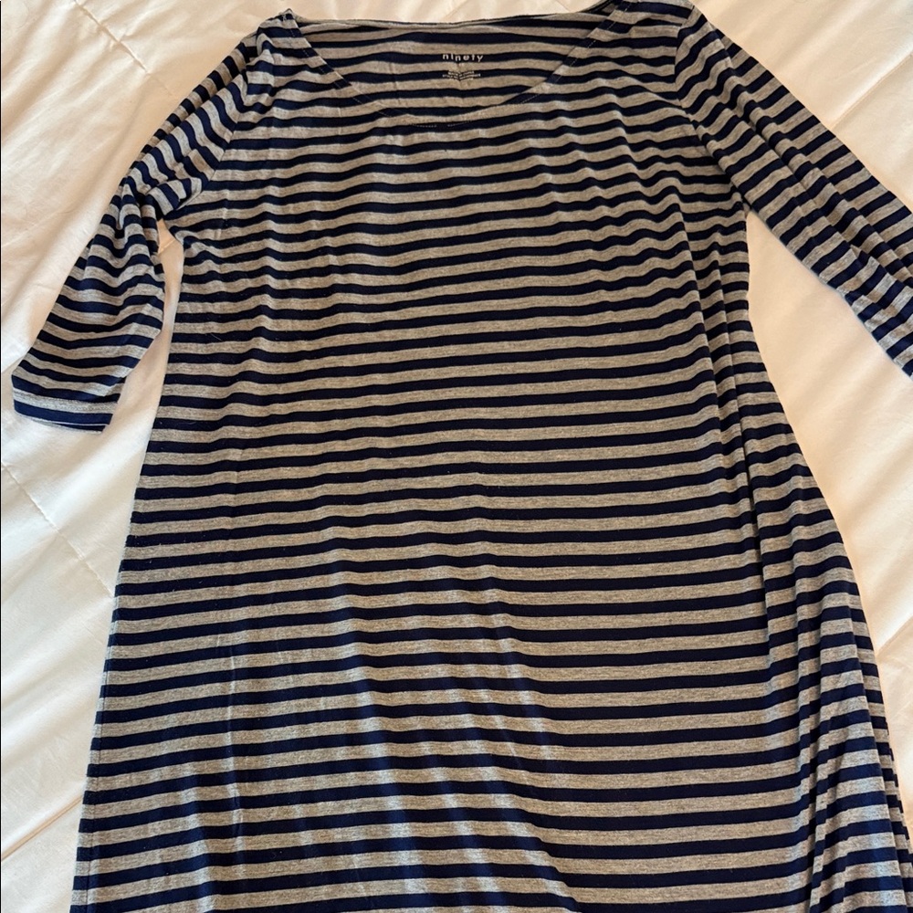 Ninety Navy and Gray Striped Maxi Dress